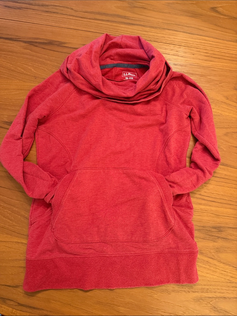 L.L. Bean Women's Heathered Red Cowl Neck Pullover